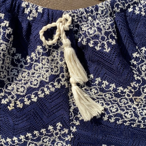 Navy Tasseled Blue Crochet Shorts - Picture 5 of 6